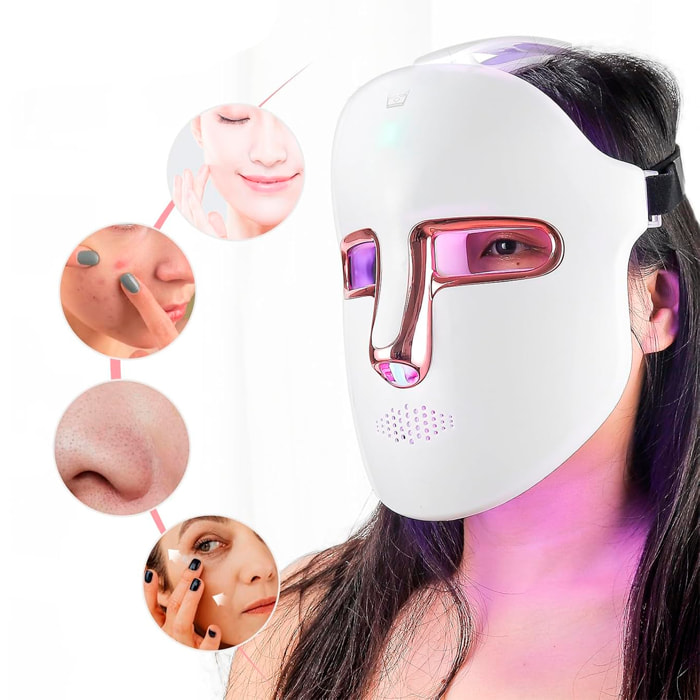 Maschera LED fotonica. Trattamento luminoso a 7 colori. Cura del viso, anti-invecchiamento, ringiovanimento della pelle.