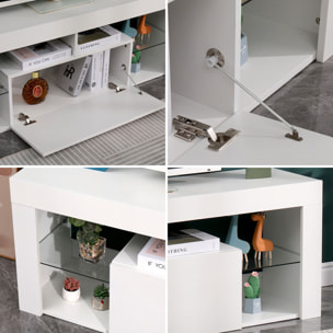 Meuble TV 140cm blanc à LED DARYL