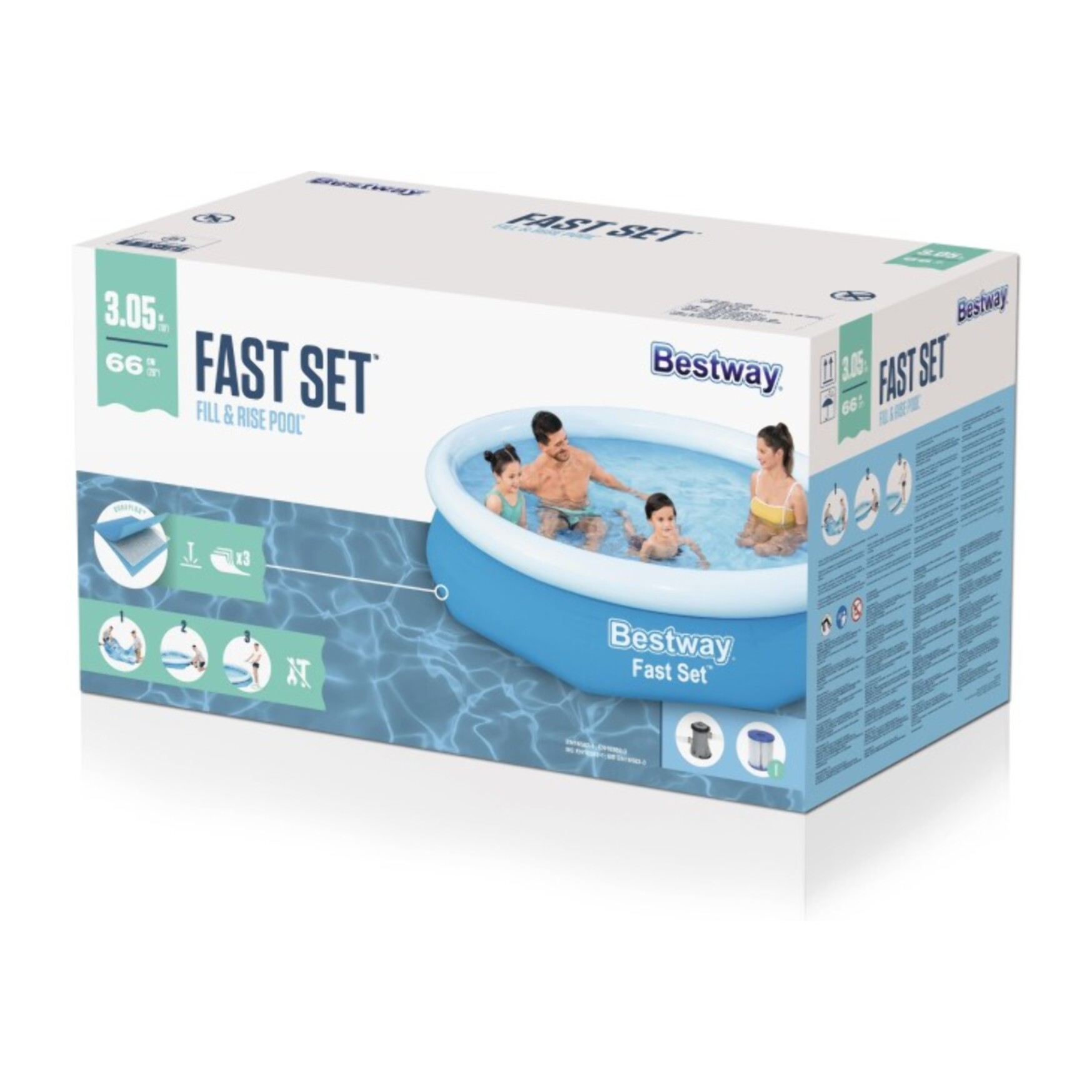 Bestway Piscine autoportante Ronde Fast Set 305 x 66 cm Filtration incluse