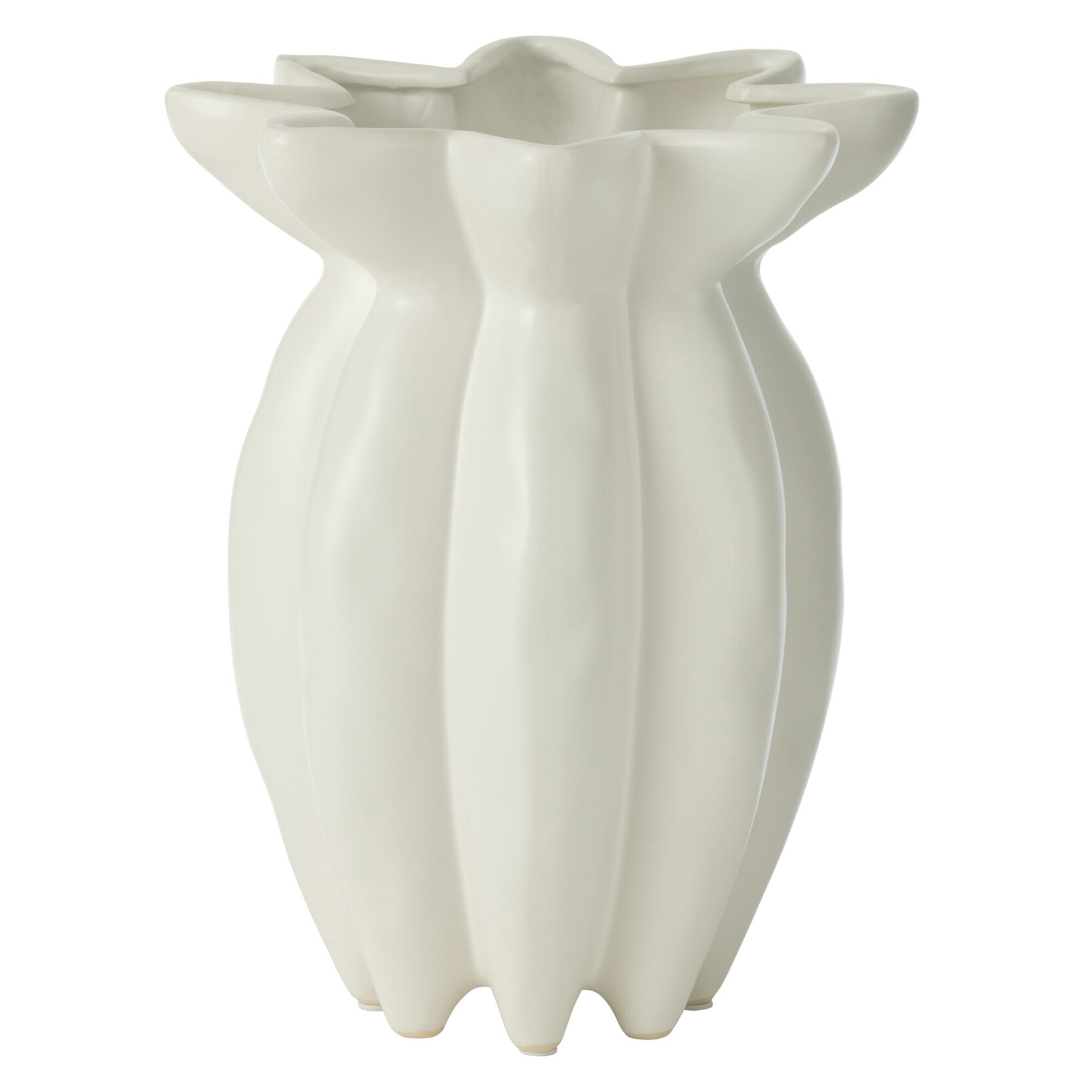 J-Line Vase Lotus Ceramique Blanc Small