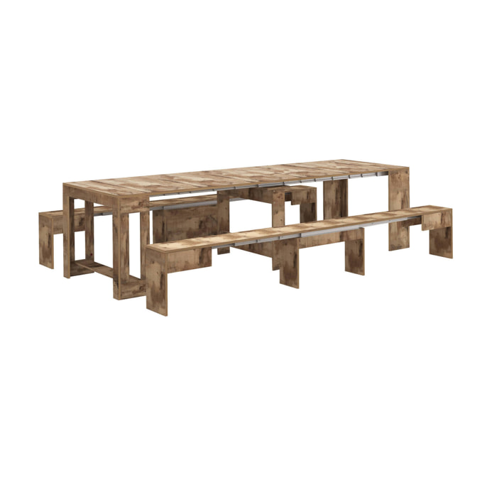 Panca Quedan, Set di 2 sedute per tavolo da pranzo, Panche allungabili, 290x25h45 cm, Acero