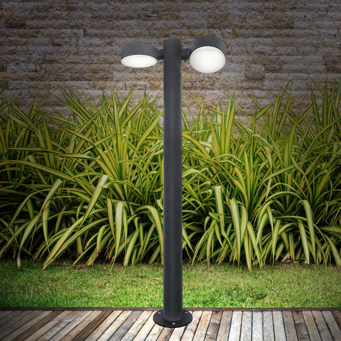 Forlight Farola Exterior IP54 Pale LED 21W Blanco Neutro - 4000K Gris Urbano para Exterior de Jardín, Entrada, Camino