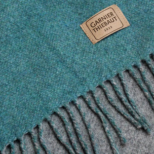 Plaid laine & autres fibres uni bleu gris Duetto canard