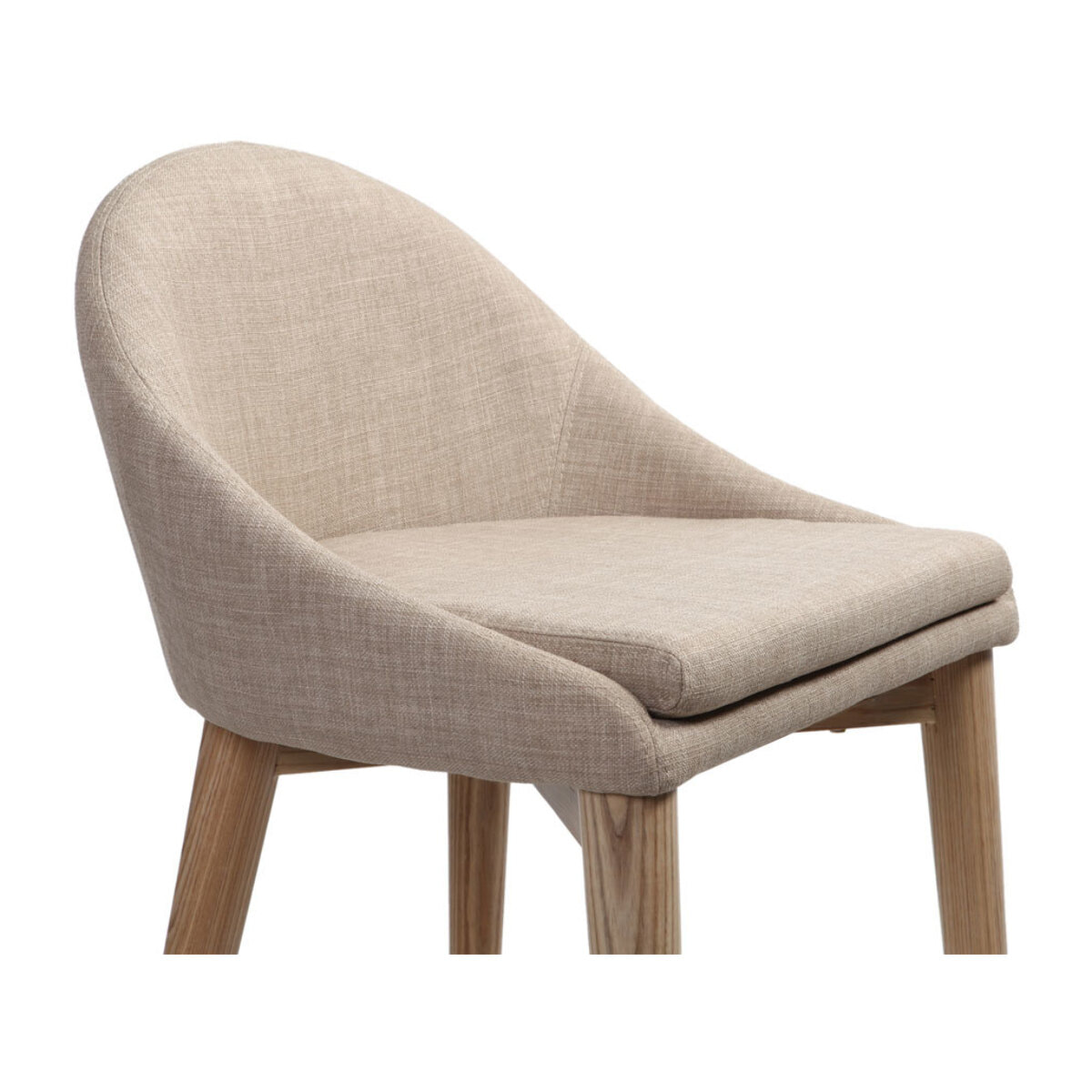 Tabourets de bar scandinaves en tissu beige et frêne massif H66.5 cm (lot de 2) DALIA