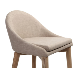 Tabourets de bar scandinaves en tissu beige et frêne massif H66.5 cm (lot de 2) DALIA