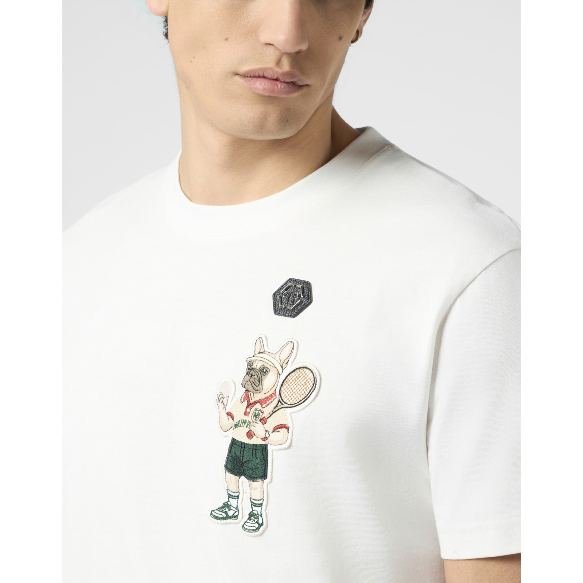 PHILIPP PLEIN Round Neck T-Shirt New York Tennis Patch
