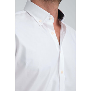 camicia uomo 1 bottone button down slim Jacquard Fantasia Bianco