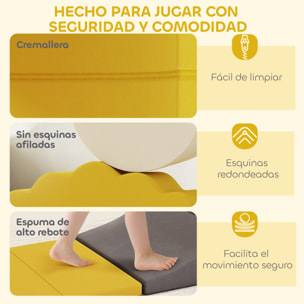 Juego de 7 Bloques de Espuma para Niños, Bloques de Psicomotricidad, Figuras de Construcción, Juguete para Aprendizaje para Escalar y Gatear, Amarillo