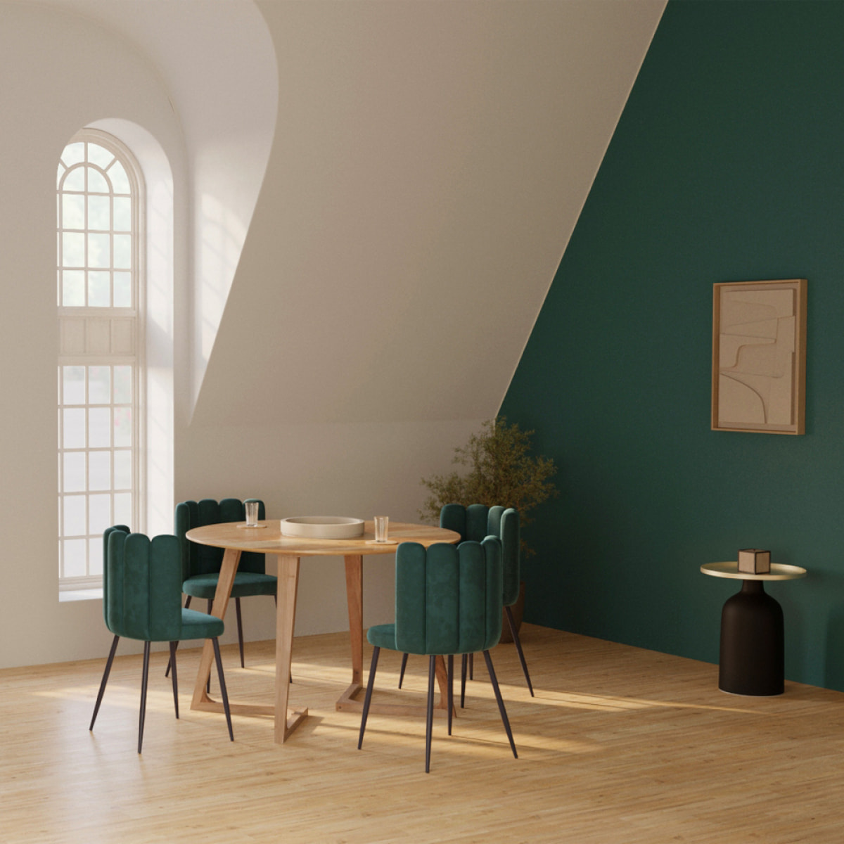 Table d'appoint ronde en métal noir et laiton D45 cm - Lyne