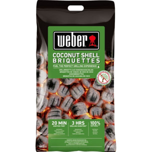 Briquette de charbon WEBER de briquettes 8kg de noix de coco