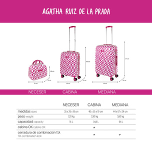 Juego De Maletas Pc Agatha Ruiz De La Prada Mirror Fucsia