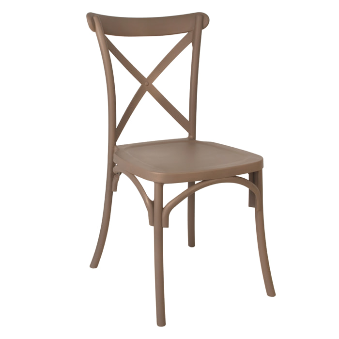 Set da, 4 Sedia Cross In Polipropilene Tortora per soggiorno, cucina e arredo bar