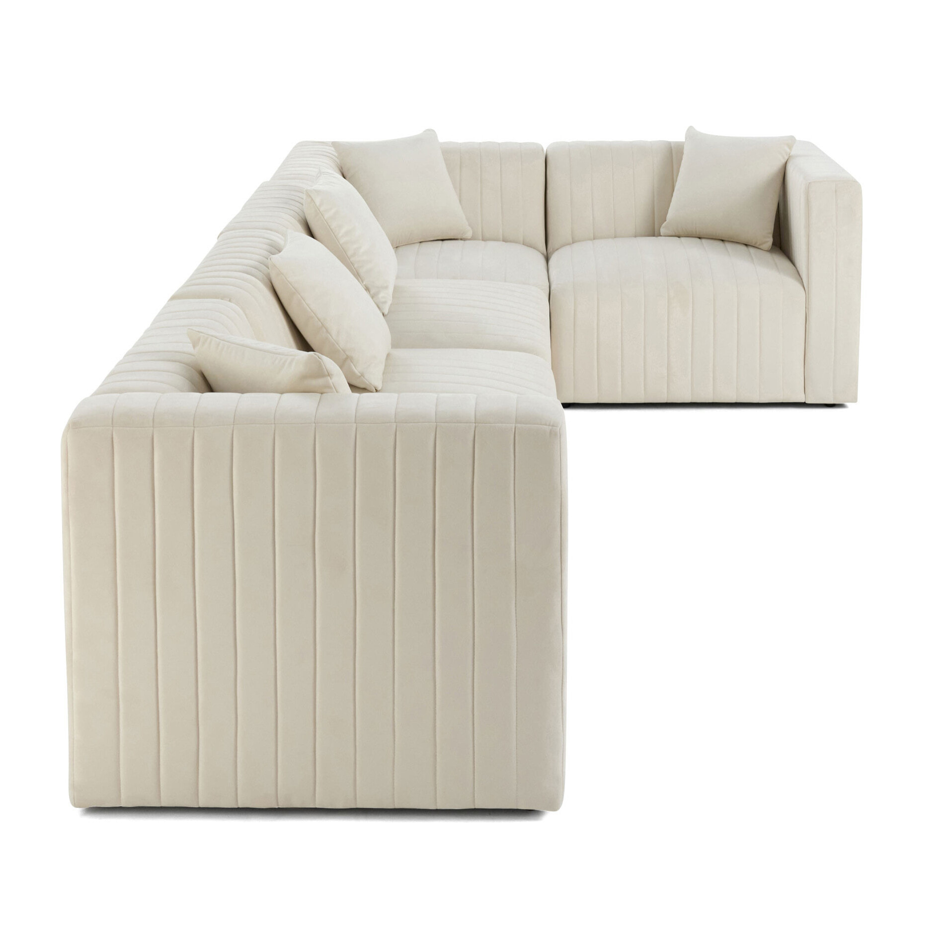 Nova - canapé modulable d'angle réversible - 6 places - en velours - Beige