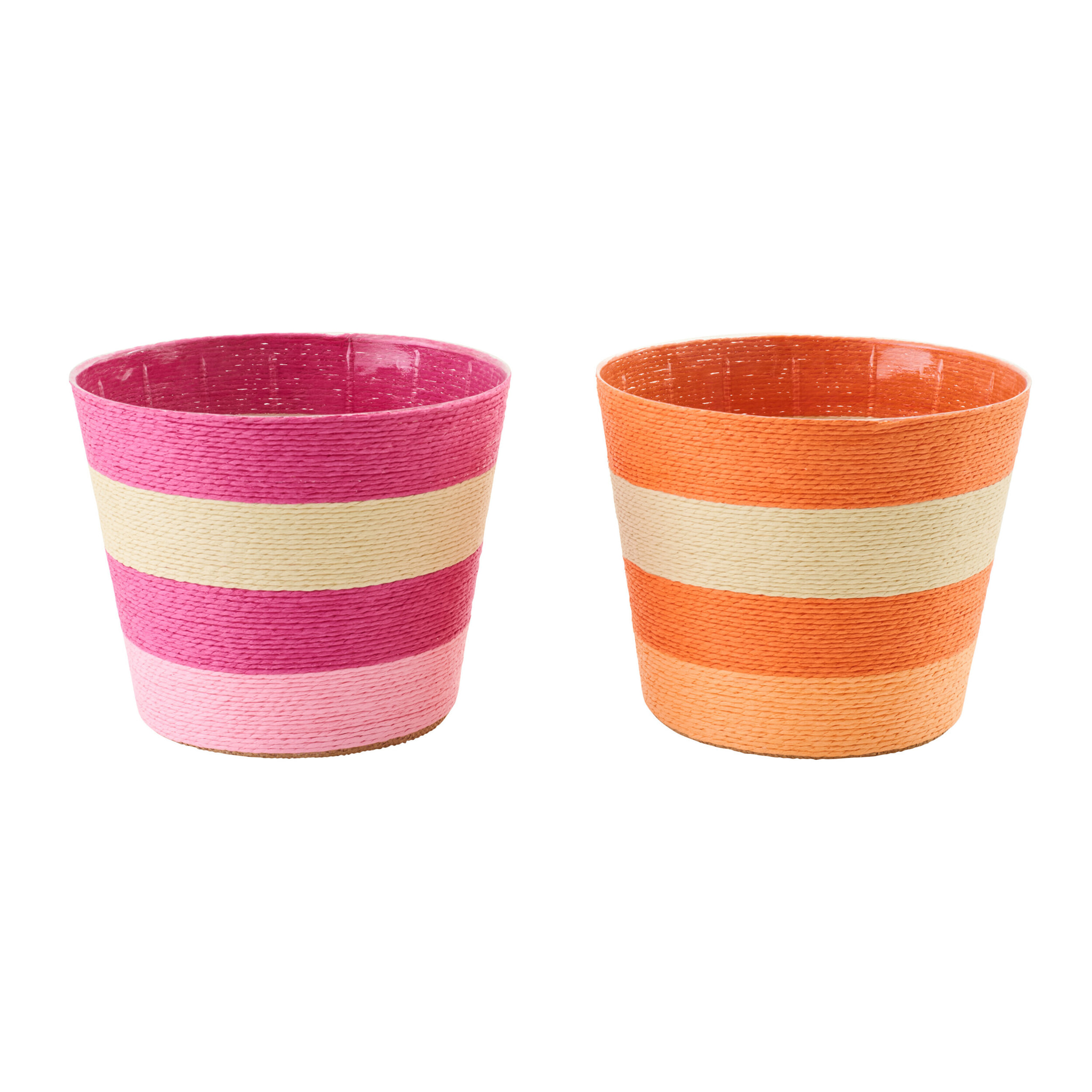 J-Line cache-pot Ligné - papier - rose/orange - extra large - 2 pièces