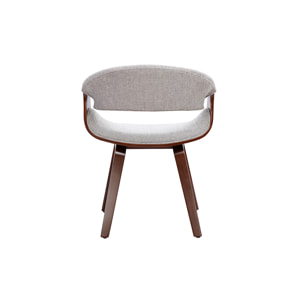 Chaise design en tissu effet velours texturé gris et bois foncé ARAMIS