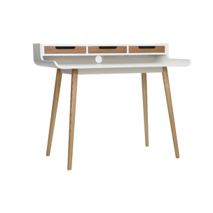 Bureau avec rangements scandinave bois clair et blanc L110 cm OPUS