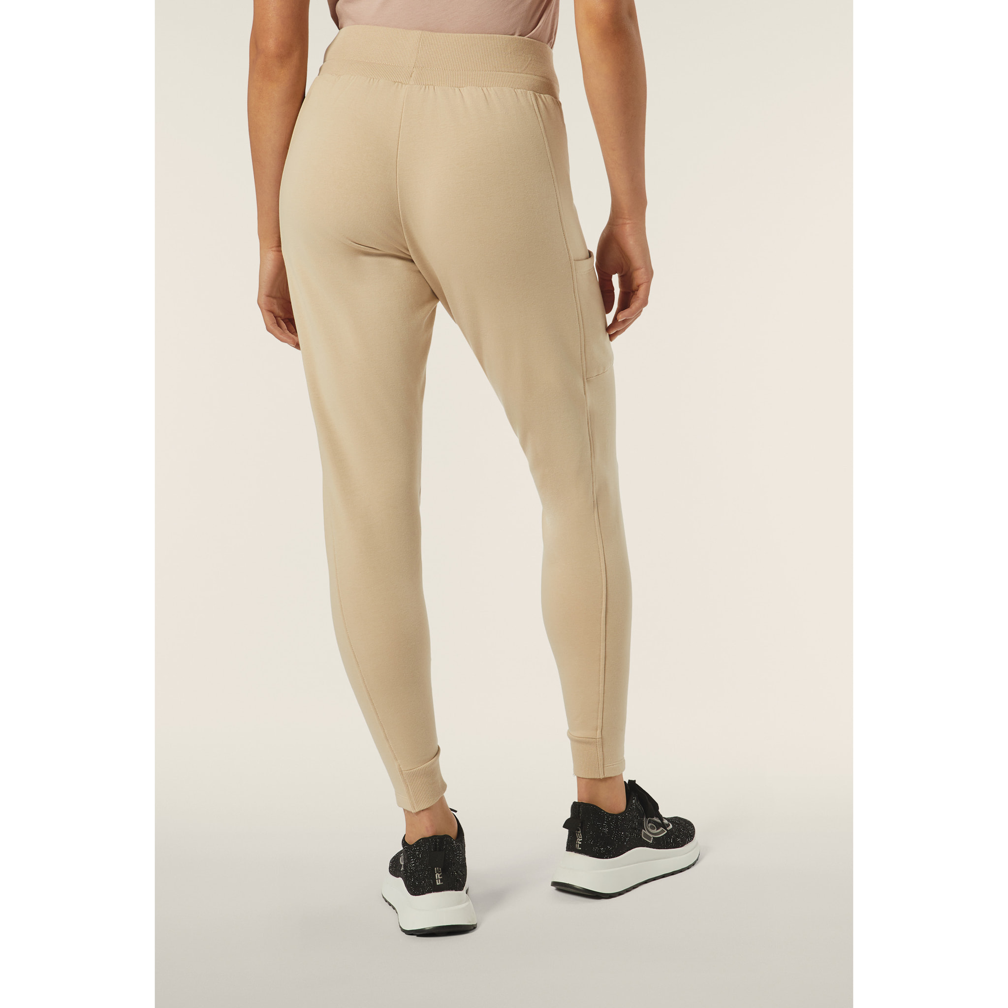 Pantalone donna in felpa con vita alta e tasche laterali