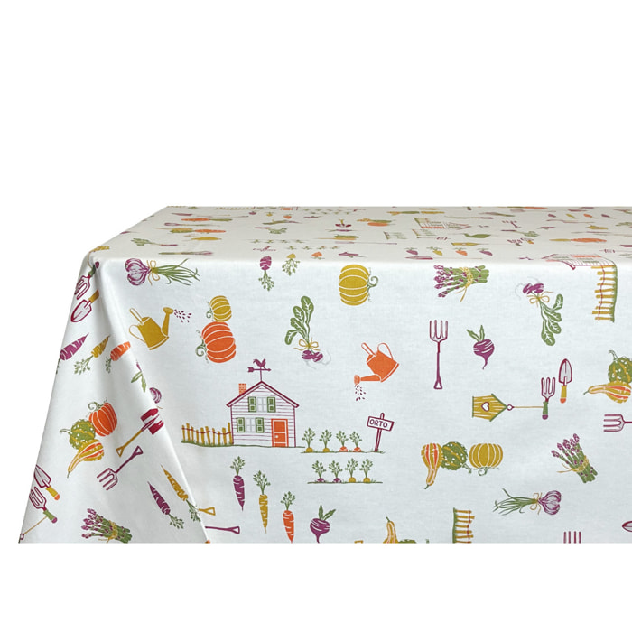 Tovaglia Cucina In 100% Cotone Made In Italy Disegno Ortaggi 140x240