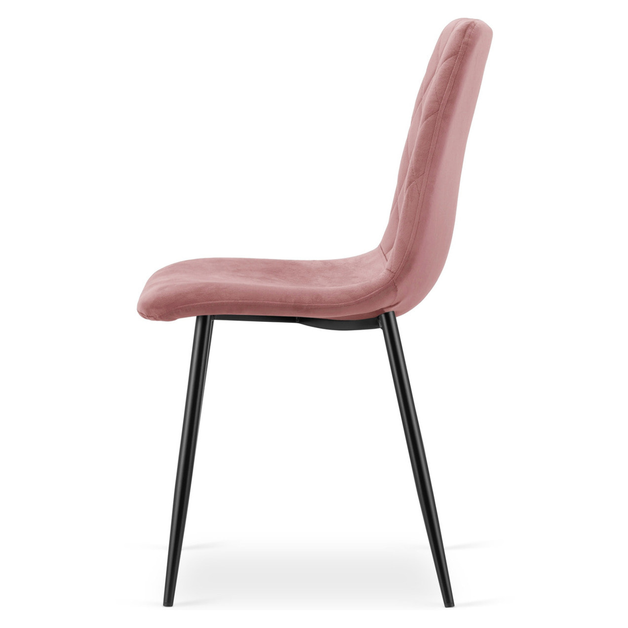 Sedia Turin in velluto rosa con gambe nere
