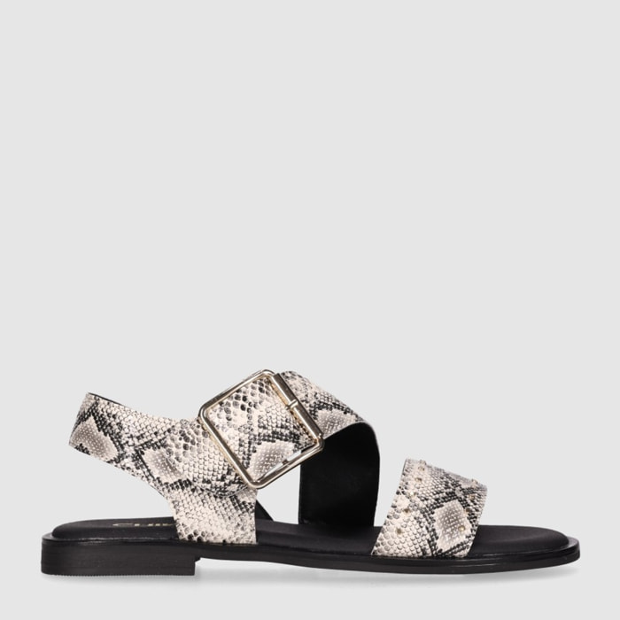 Sandalias de Piel - Serpiente - Tacón: 1 cm