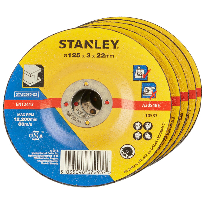 Stanley Disque aggloméré à tronçonner le métal 125x22x3.2 STA32030-QZ