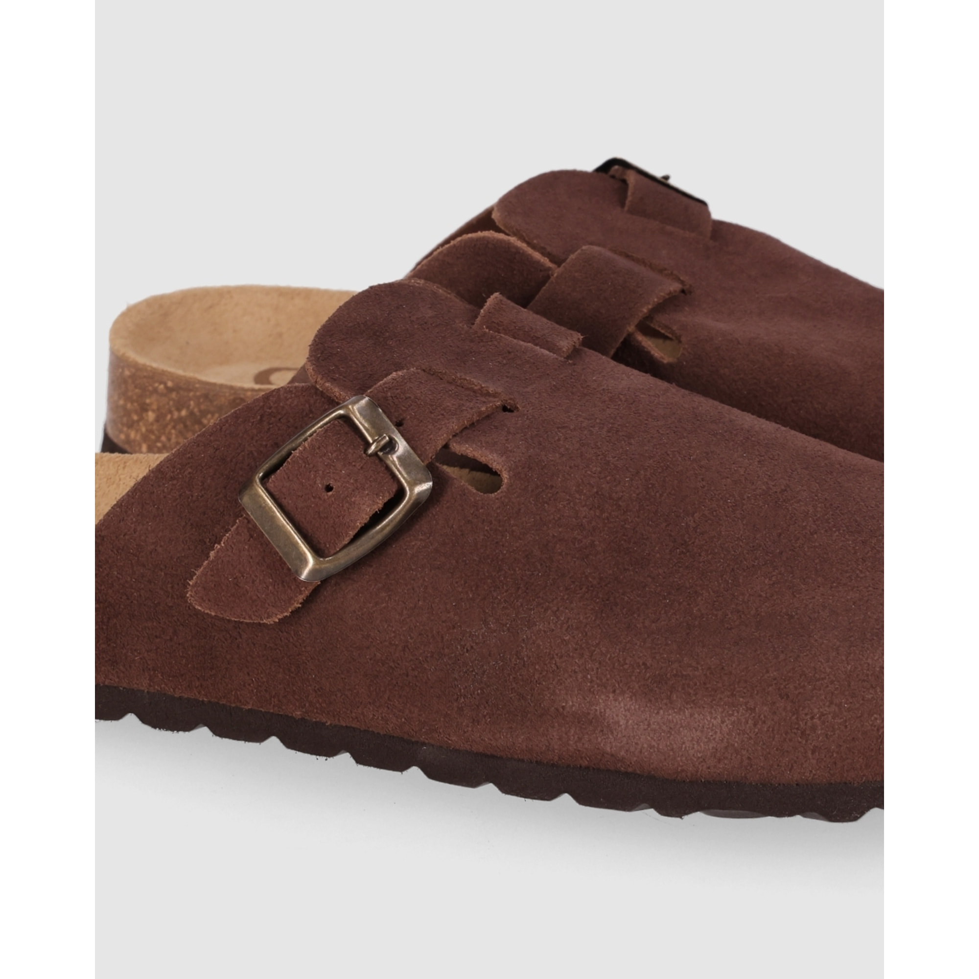 Sandalias de Serraje - Marron - Tacón: Bajo