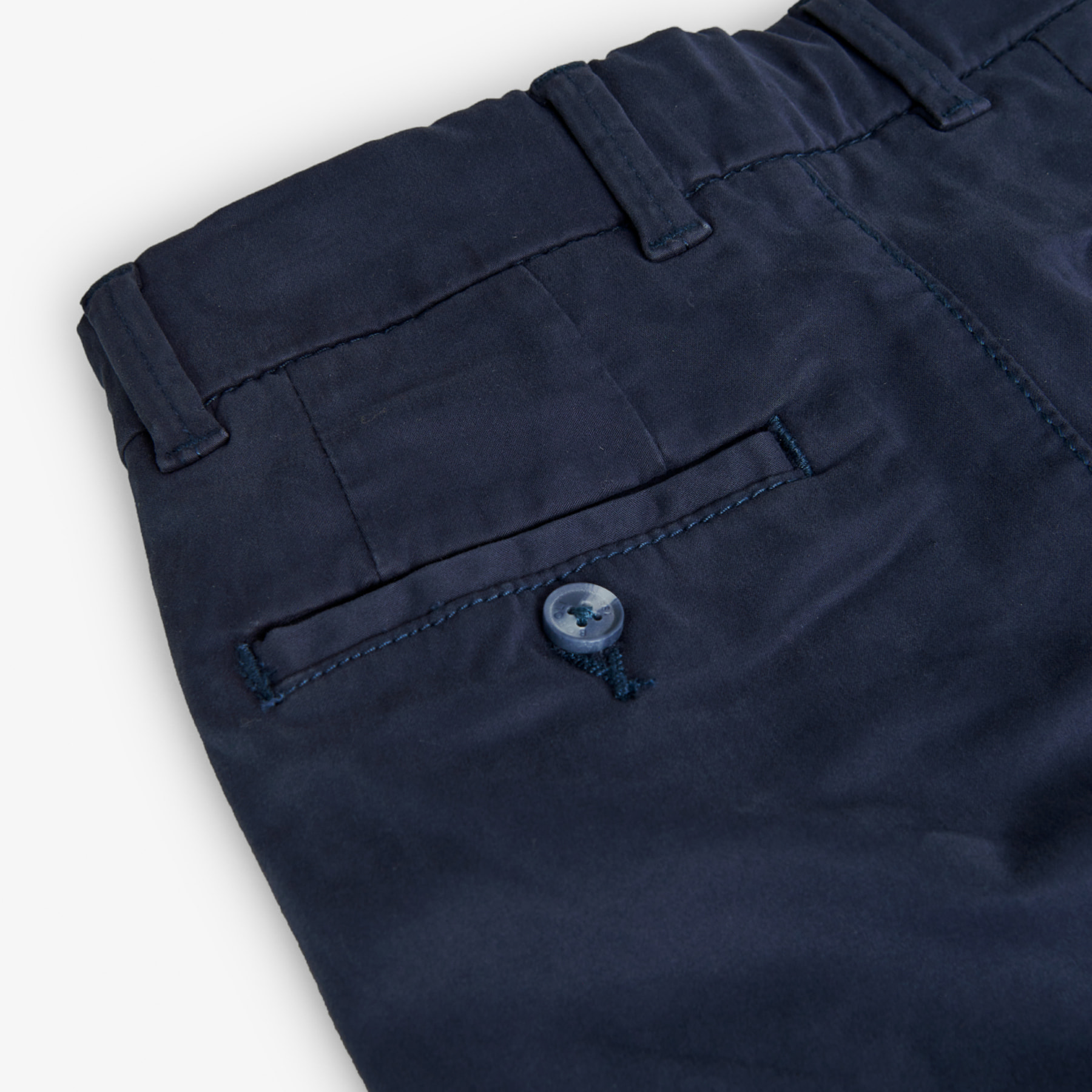 Pantalón elástico niño liso, satén, azul, cierre botón