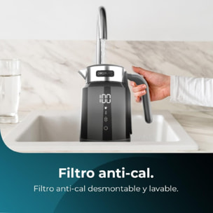 Hervidor De Agua de 1,7L Eléctrico ThermoSense 600 Touch Black. 2200W, Libre De