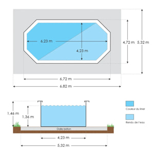 Piscine hors sol bois ovale 6,72 x 4,72 x 1,46 m VERMELA