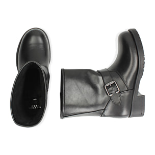 Biker boots neri in pelle di vitello