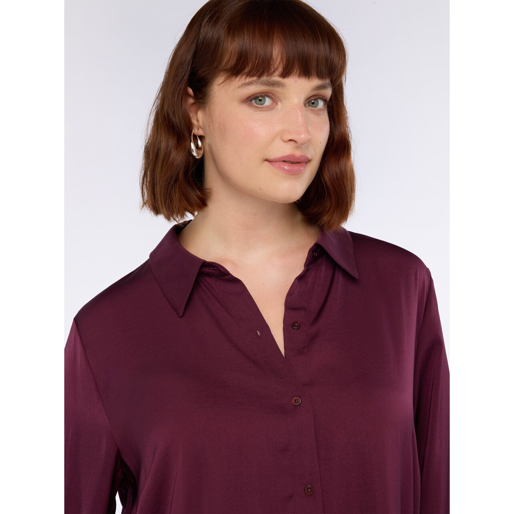 Fiorella Rubino - Camisa bimaterial mezcla de viscosa - Burgundy