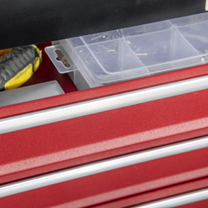 Boite à outils métallique coffret à outils caisse à outils 4 tiroirs + plateau tôle acier rouge noir