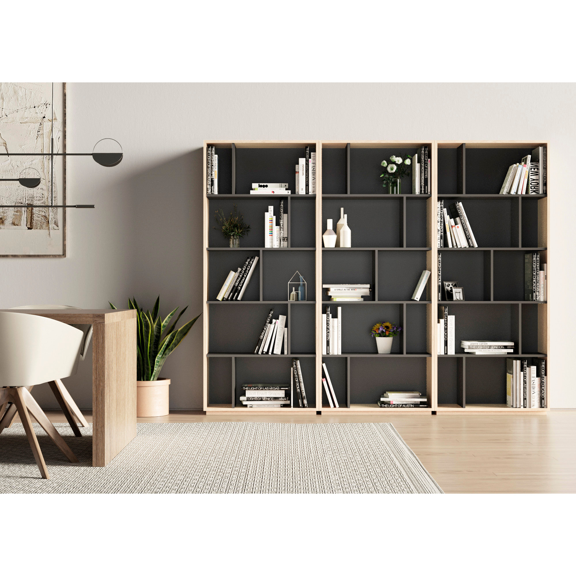 Estantería librería Nack melamina roble-grafito 191x80x32 cm