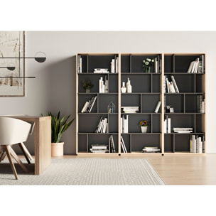 Estantería librería Nack melamina roble-grafito 191x80x32 cm