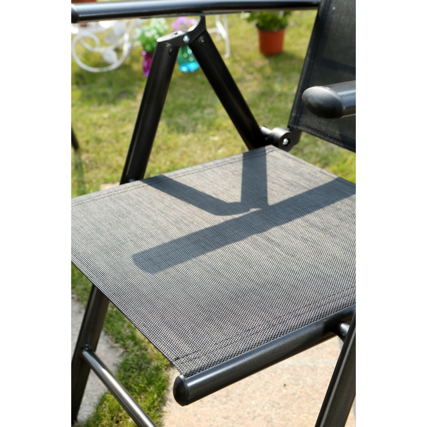 Table de jardin extensible et 8 fauteuils en alu et toile PVC CALAMATA