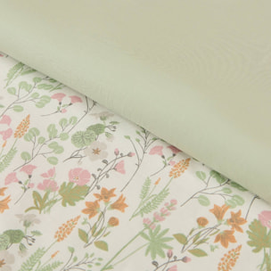 Funda nórdica algodón flores Ferda color verde 100% Algodón percal