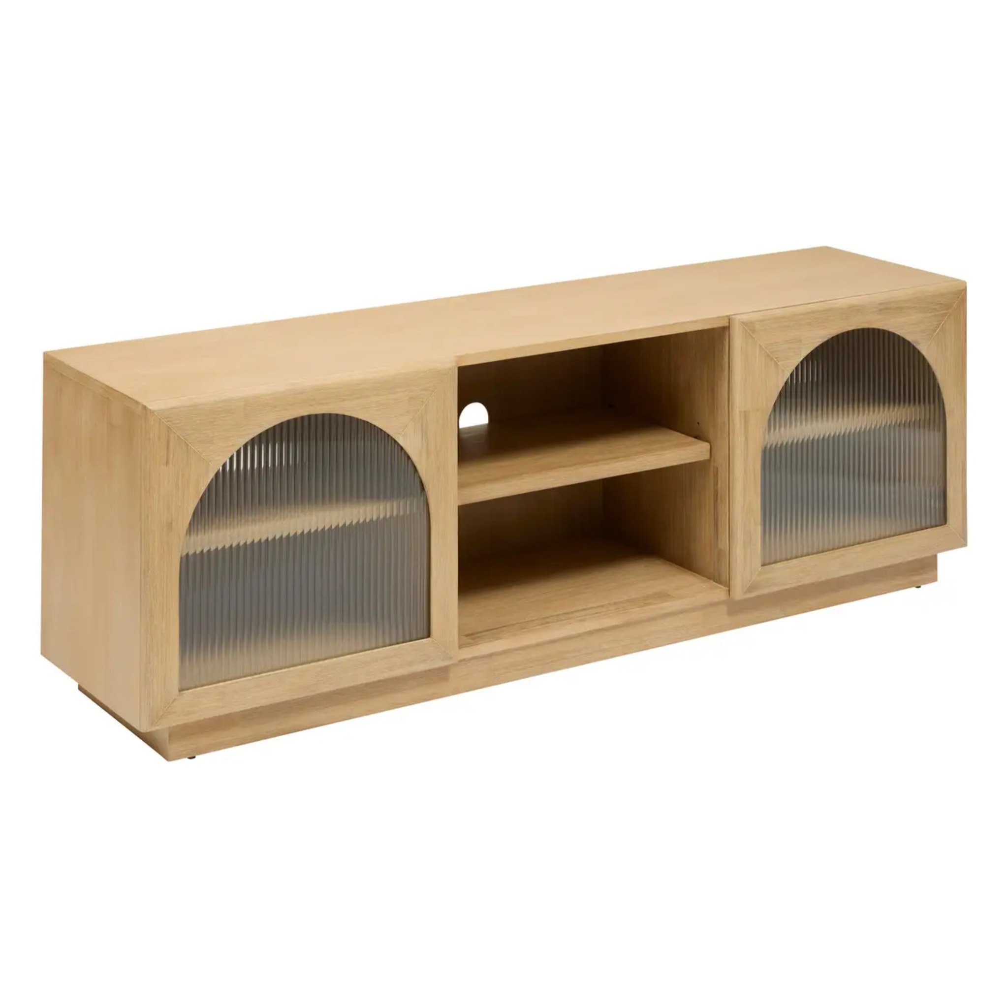 Meuble bas 2 portes 3 étagères Lousada beige 160x40cm
