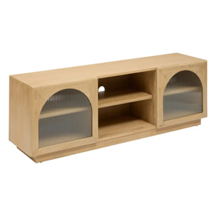 Meuble bas 2 portes 3 étagères Lousada beige 160x40cm