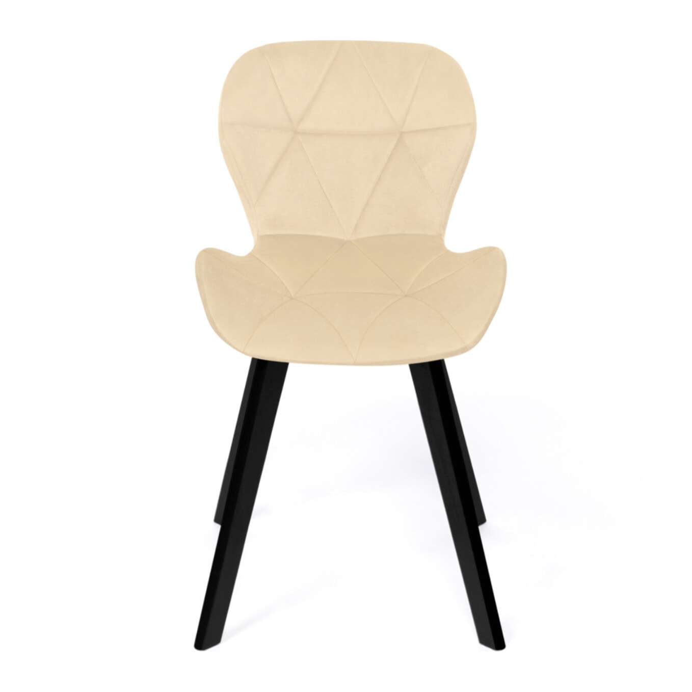 Chaises Daisy en velours et pieds noirs - Crème