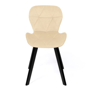 Chaises Daisy en velours et pieds noirs - Crème