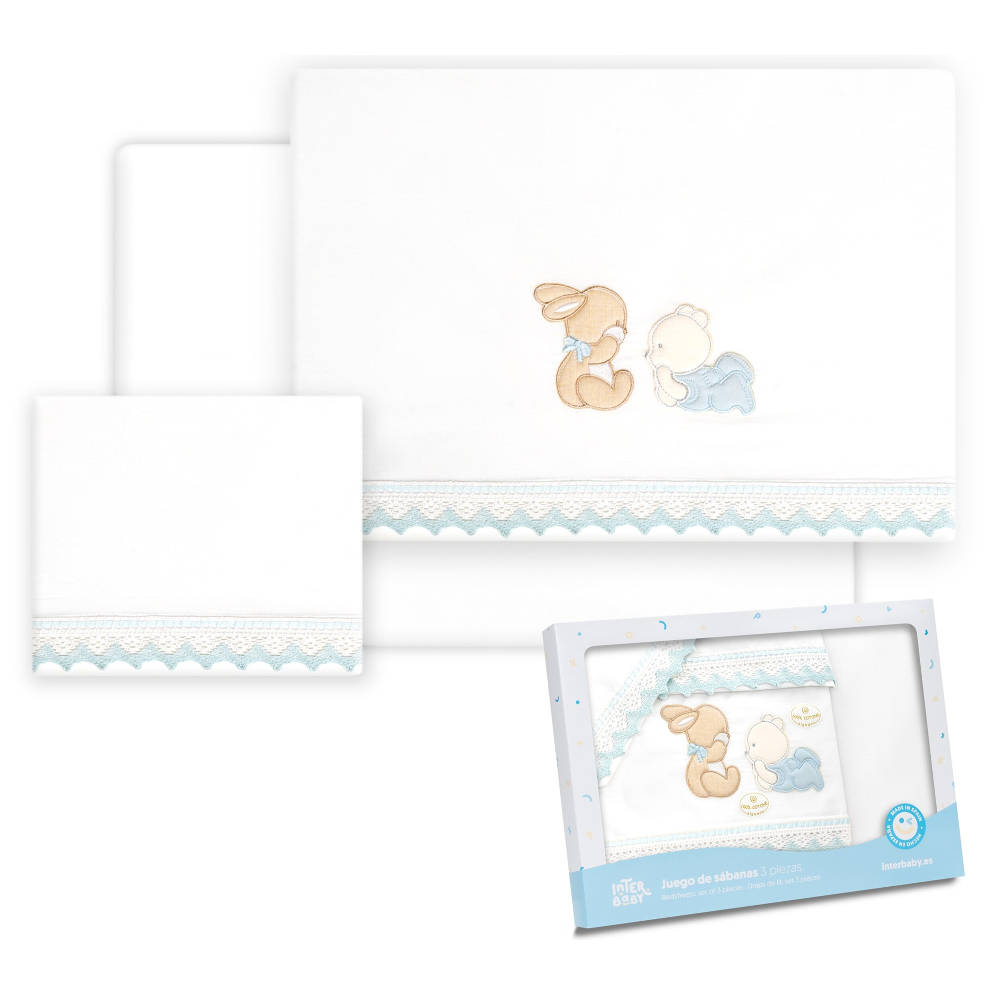 Triptico Coche Oso Tumbado Conejito Bco/Azul