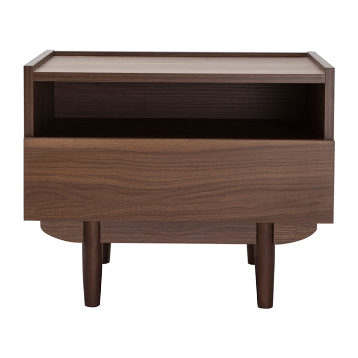 Table de chevet avec rangements finition bois foncé noyer SANAA