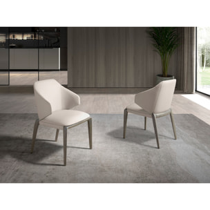 Silla Angel Cerdá con asiento y respaldo tapizados en polipiel en crema patas de madera de roble en ceniza 53x54x82cm