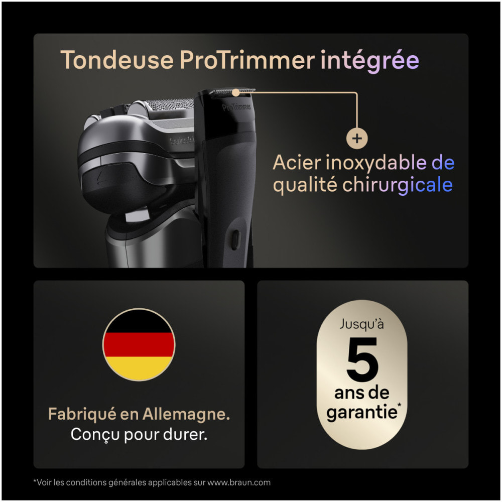 Braun Series 9 PRO+, Rasoir Électrique, Pro SensoAdapt, Base de Recharge, 9615S