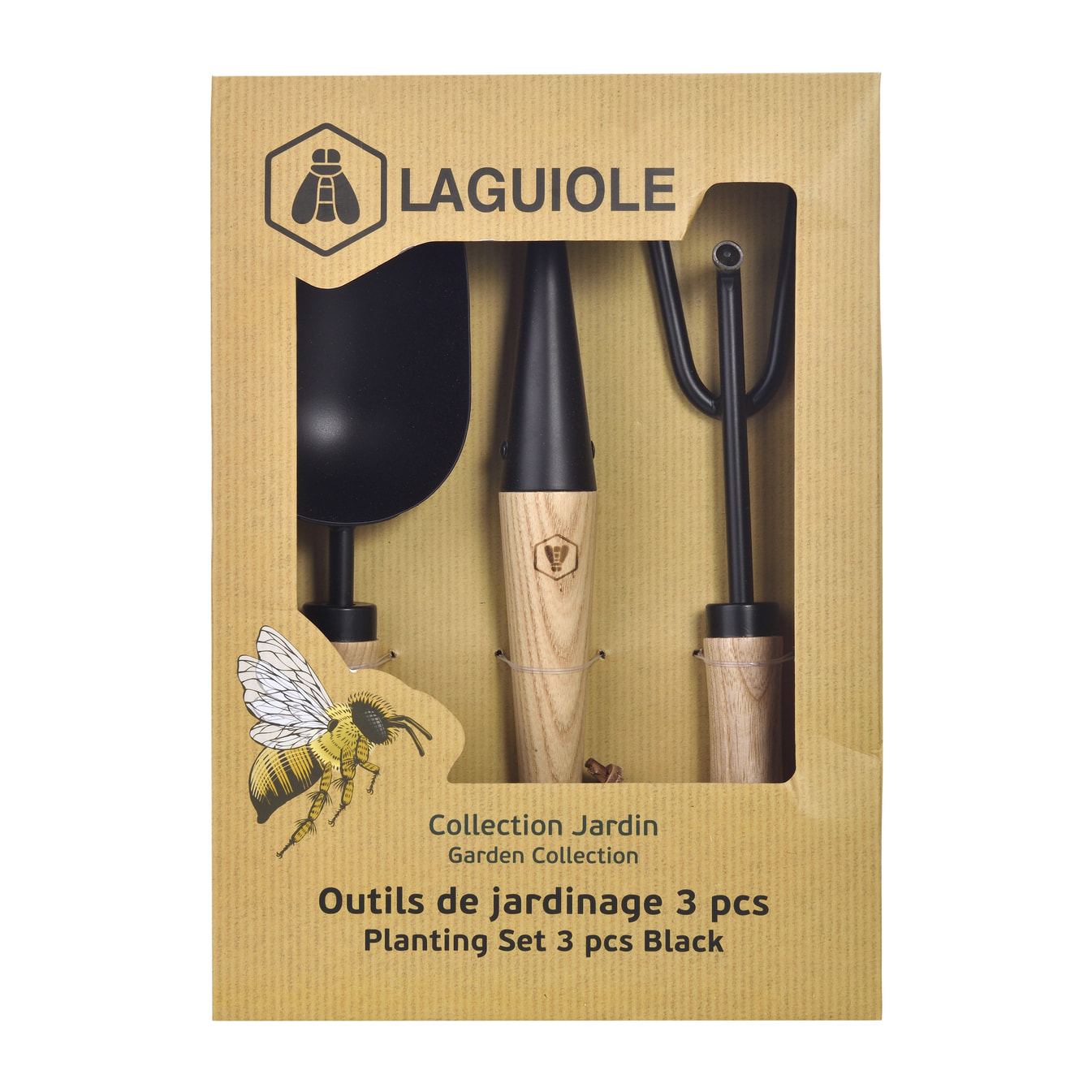 Kit 3 Outils de Plantation Noirs et Bois