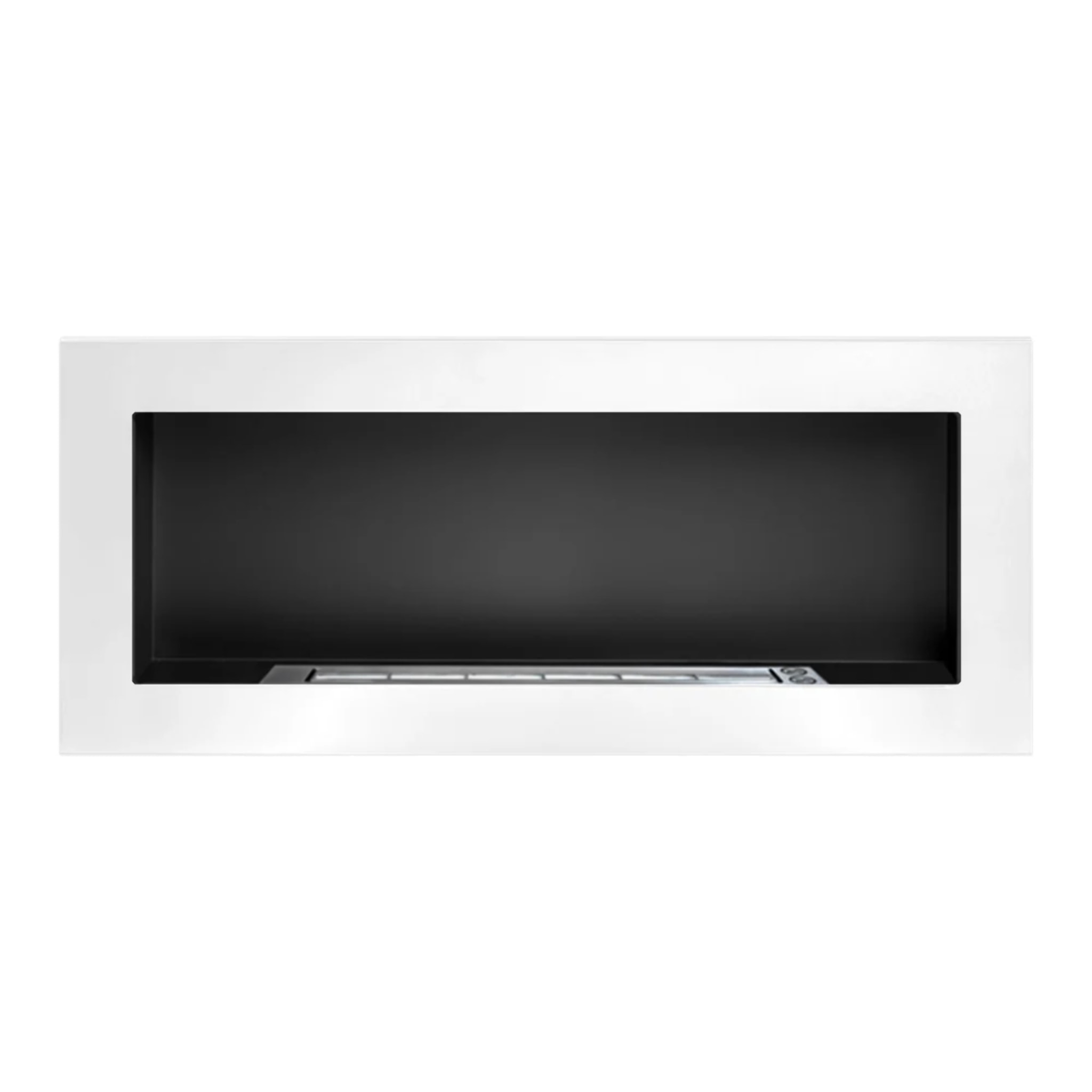 Lucca - Camino a Bioetanolo da Parete 90x40x12 cm con Bruciatore 0,75lt in Acciaio Inox Bianco