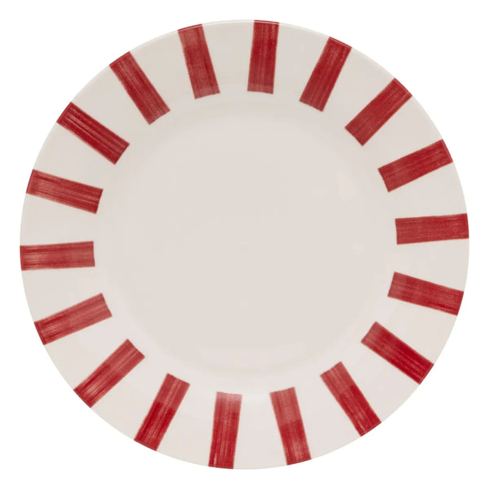 Lot de 6 assiettes plates Cheri rouge D26,8xH2,4cm