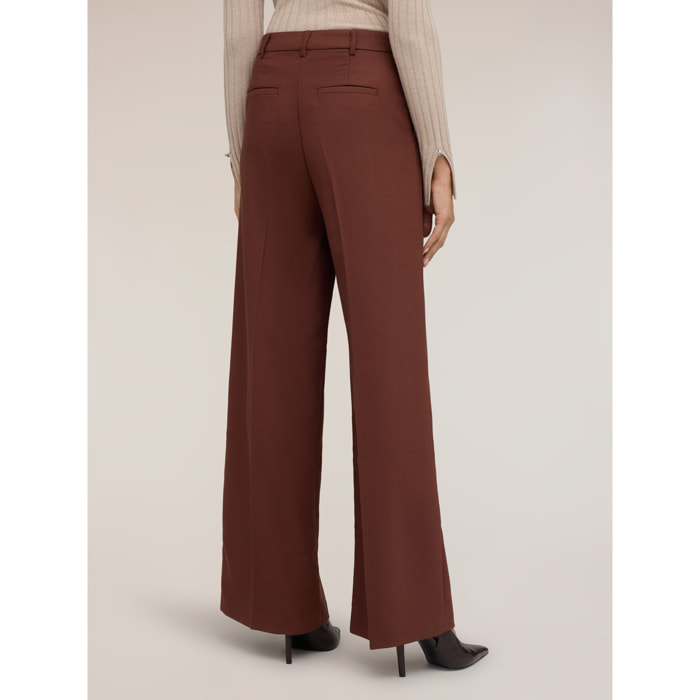 Motivi - Pantalones palazzo de talle alto con pinza marcada - Marrón