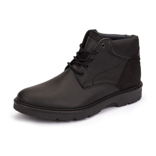 Botines Casual De Piel Negro Con Cordones para Hombre