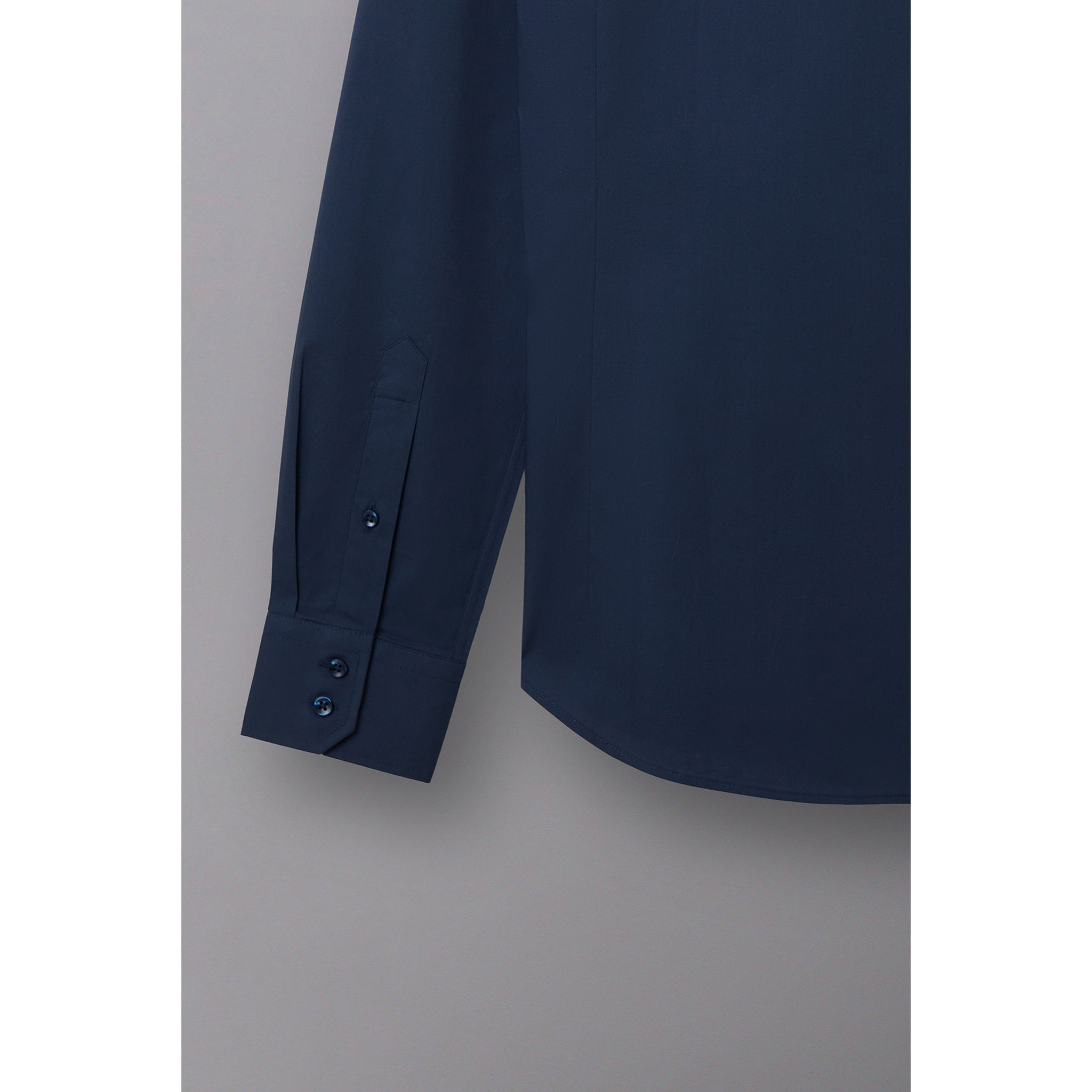 Camicia Uomo 2 Bottoni Button Down Slim Popeline Stretch Unito Blu